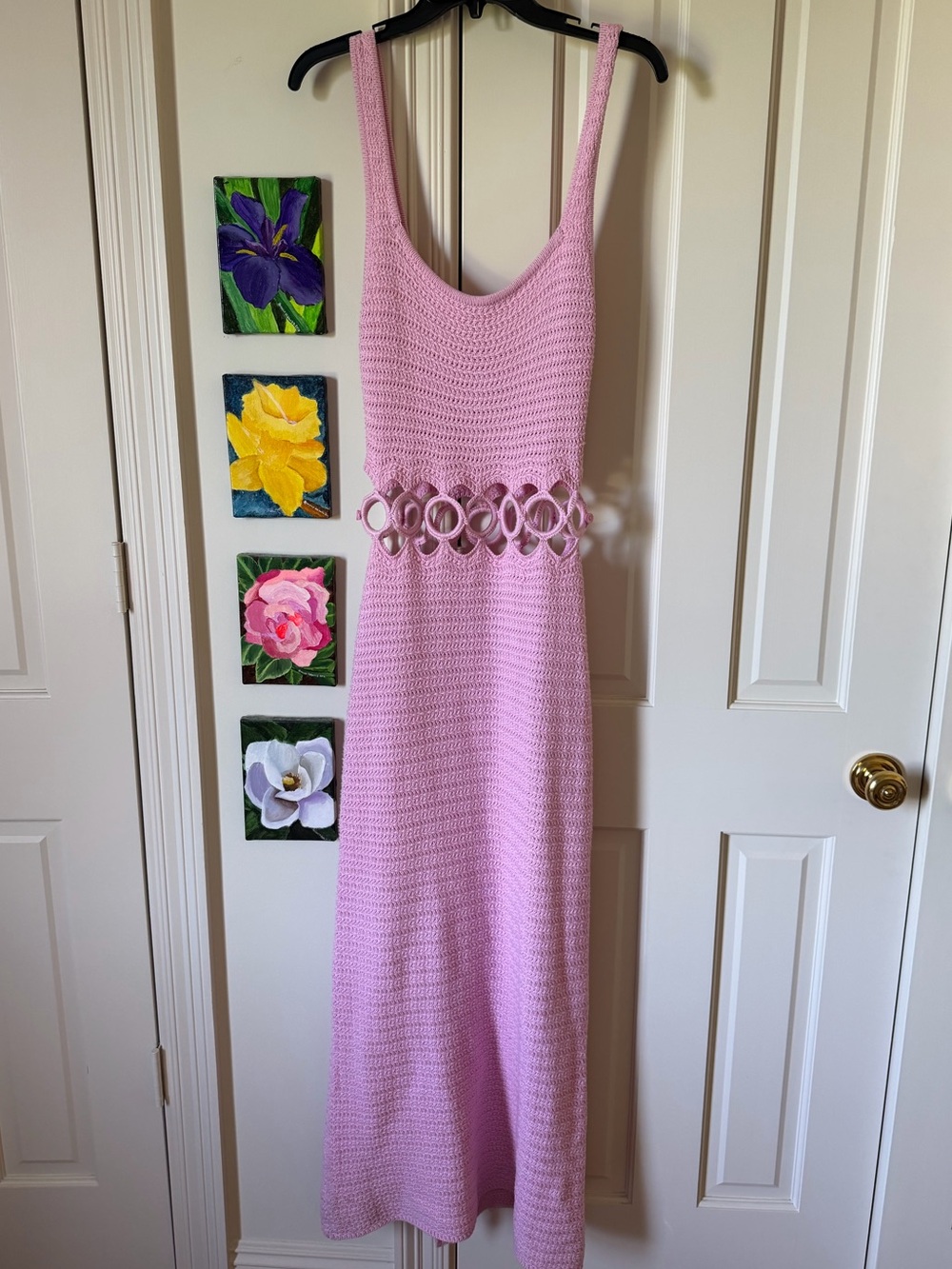 NWT LELIS Collection Pink Crochet Loop Midi Dress